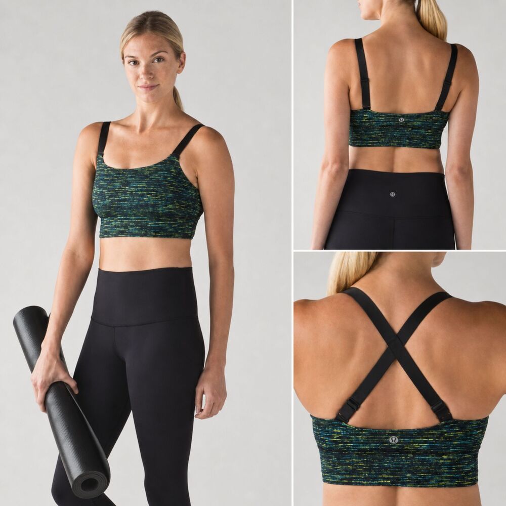 Lululemon Both Ways Bra Size 4 Luxtreme Criss Cross Adjustable Straps Blue Green
